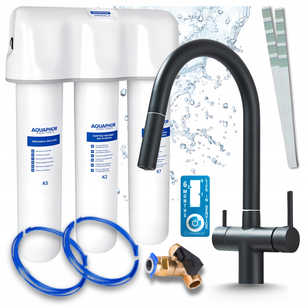 Filtr Podszafkowy Aquaphor Kryształ A I Kran Trójdrożny Do Kuchni Czarny