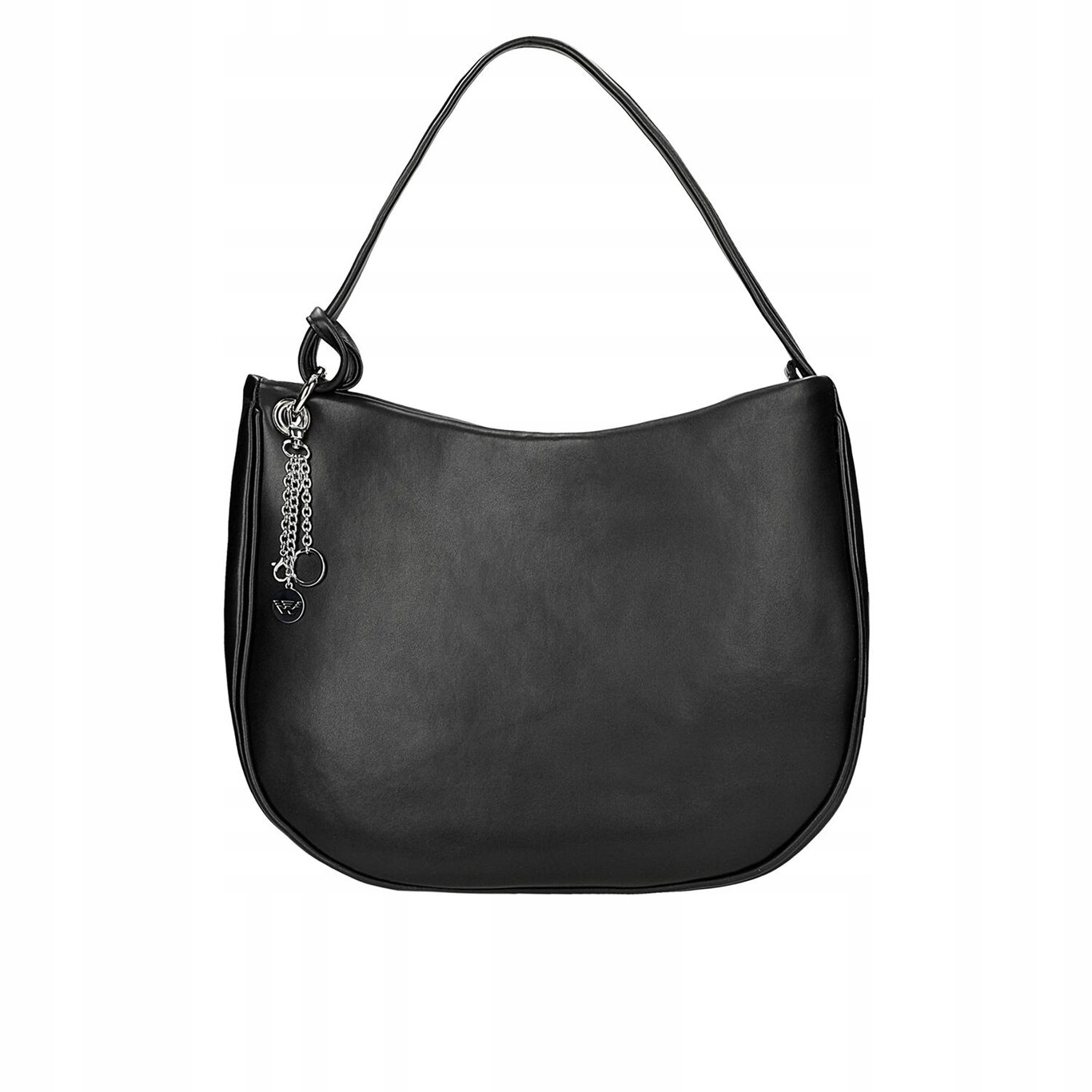 Černá kožená dámská kabelka s přívěskem