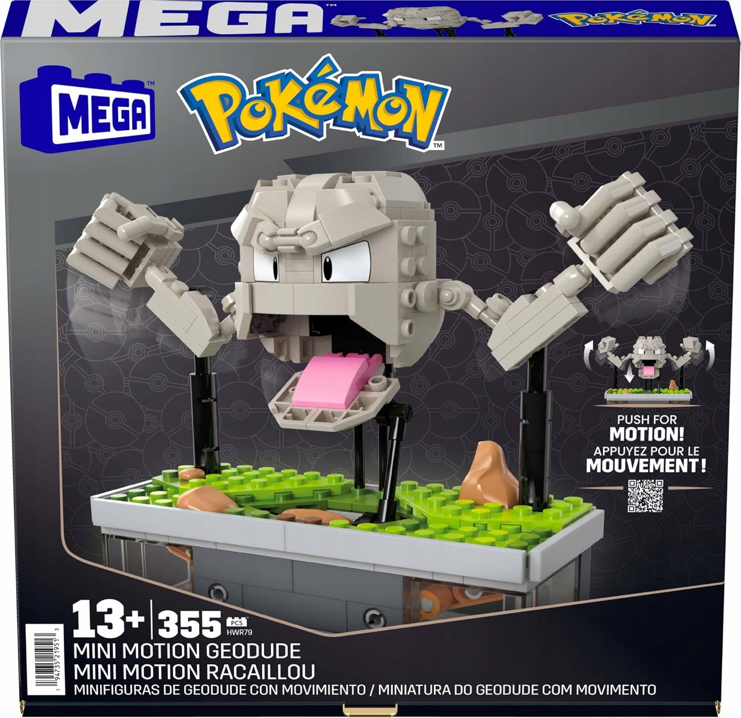 Блоки MEGA CONSTRUX, 355 предметів, POKEMON Mini Motion Geodud, EAN (GTIN) 194735219513