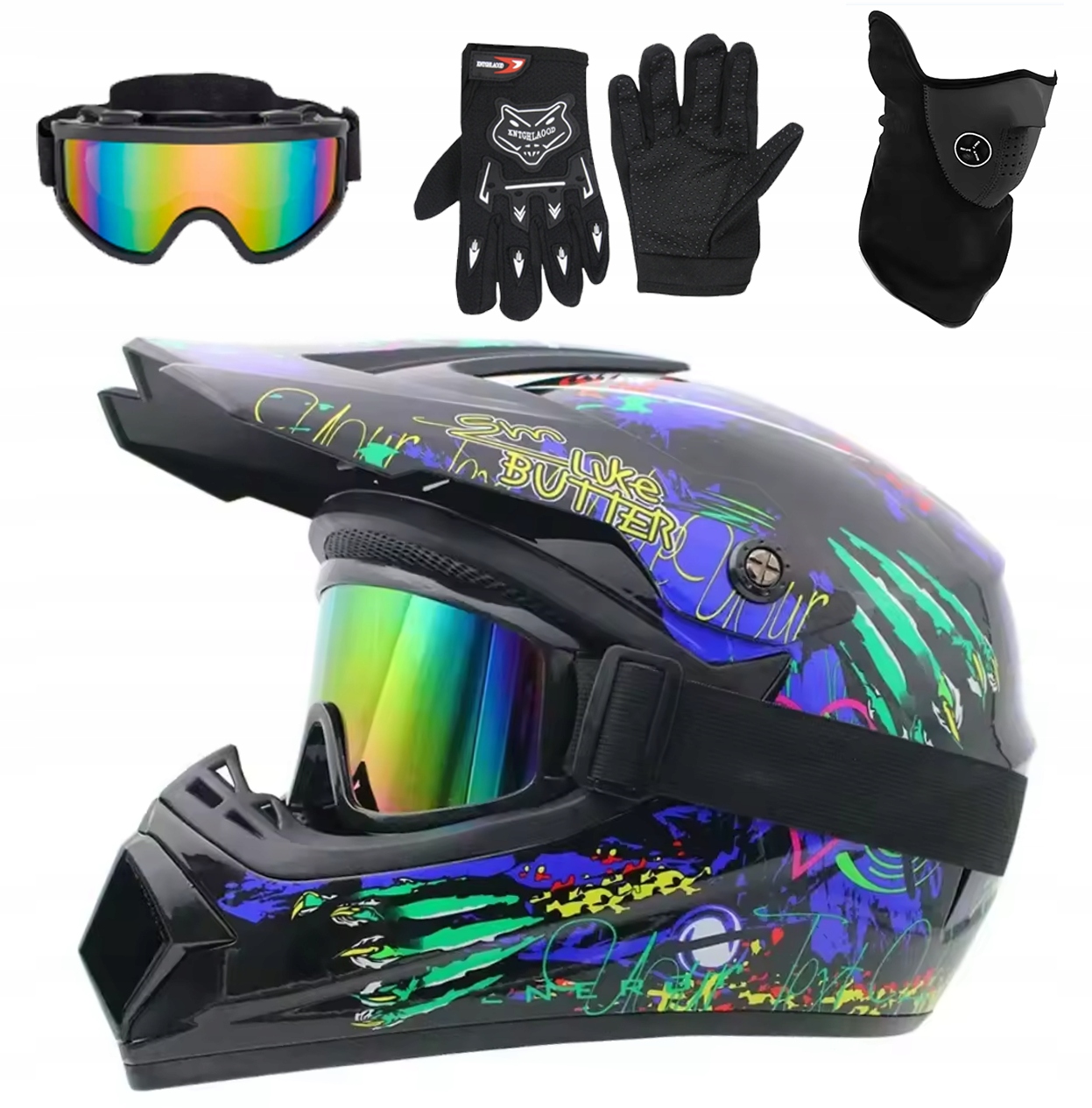 Kaski Zestaw kasku do hulajnogi kask+maska+gogle+rękawice rozmiar M 55-56CM