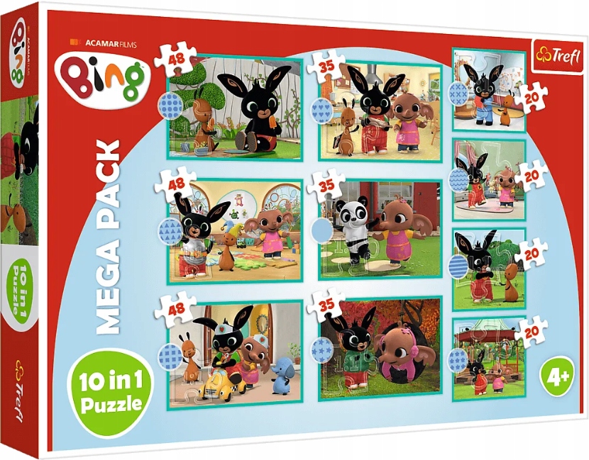 

Puzzle 10w1 Co Robi Króliczek Bing 10 Układanek