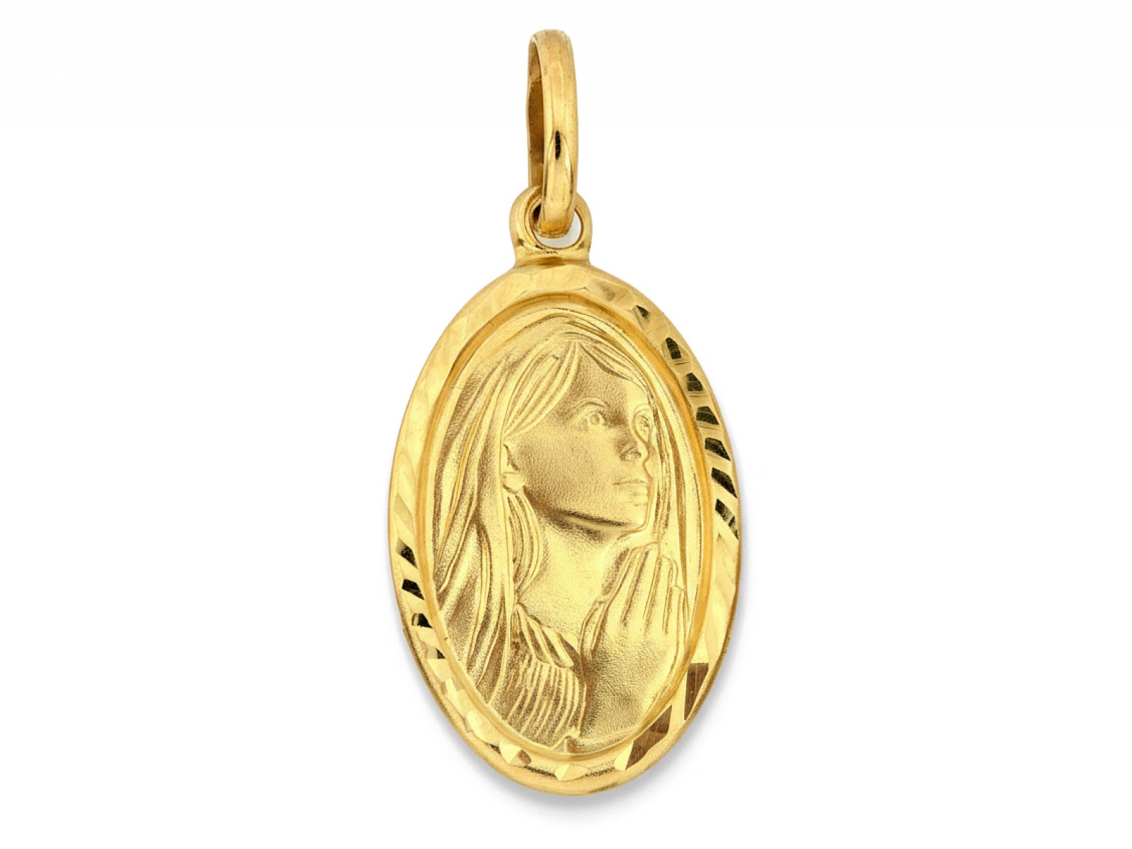 Zlatý medailonek 585 Oválný s obrázkem Matky Božské Fatimské 0.95 g