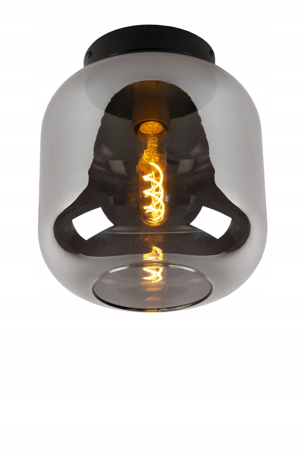 Stropná lampa okrúhla šedá Lucide Joanet 1xE27 dymové sklo 40W