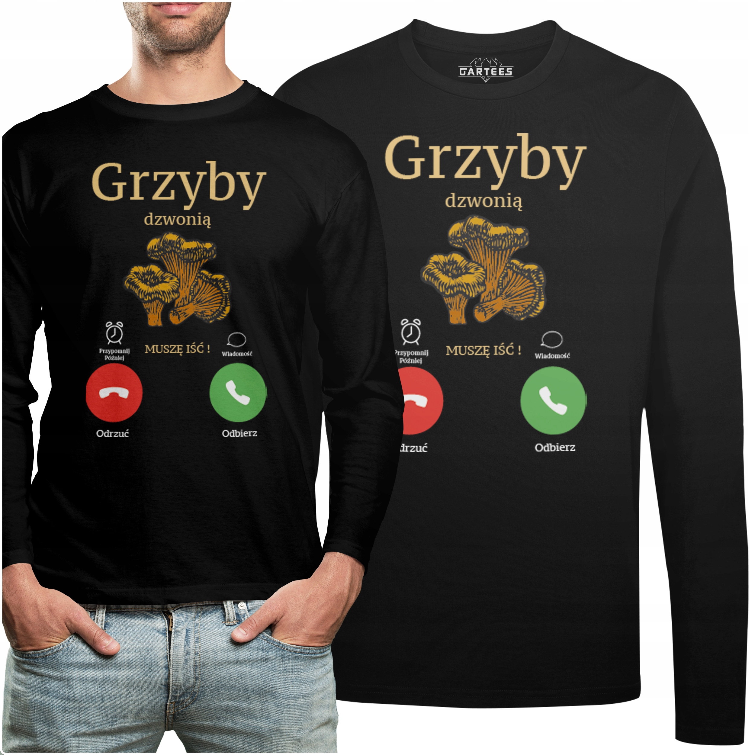 

Koszulka Long Z Napisem Grzyby Dzwonią Muszę Iść