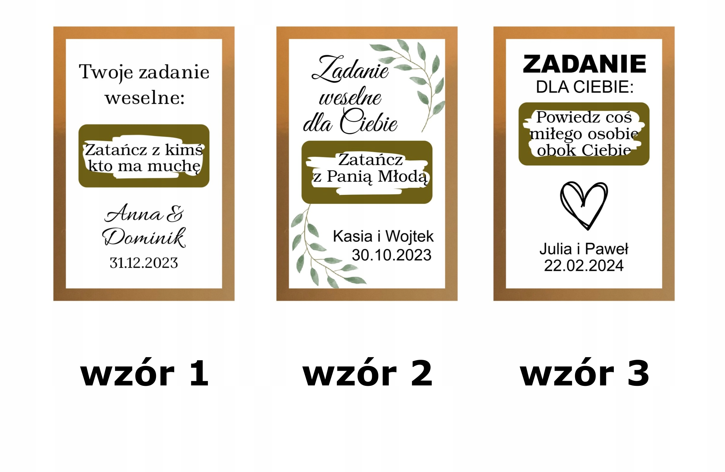 ZDRAPKA Z ZADANIEM WESELNYM PAPIER ZŁOTE LUSTRO Marka inny