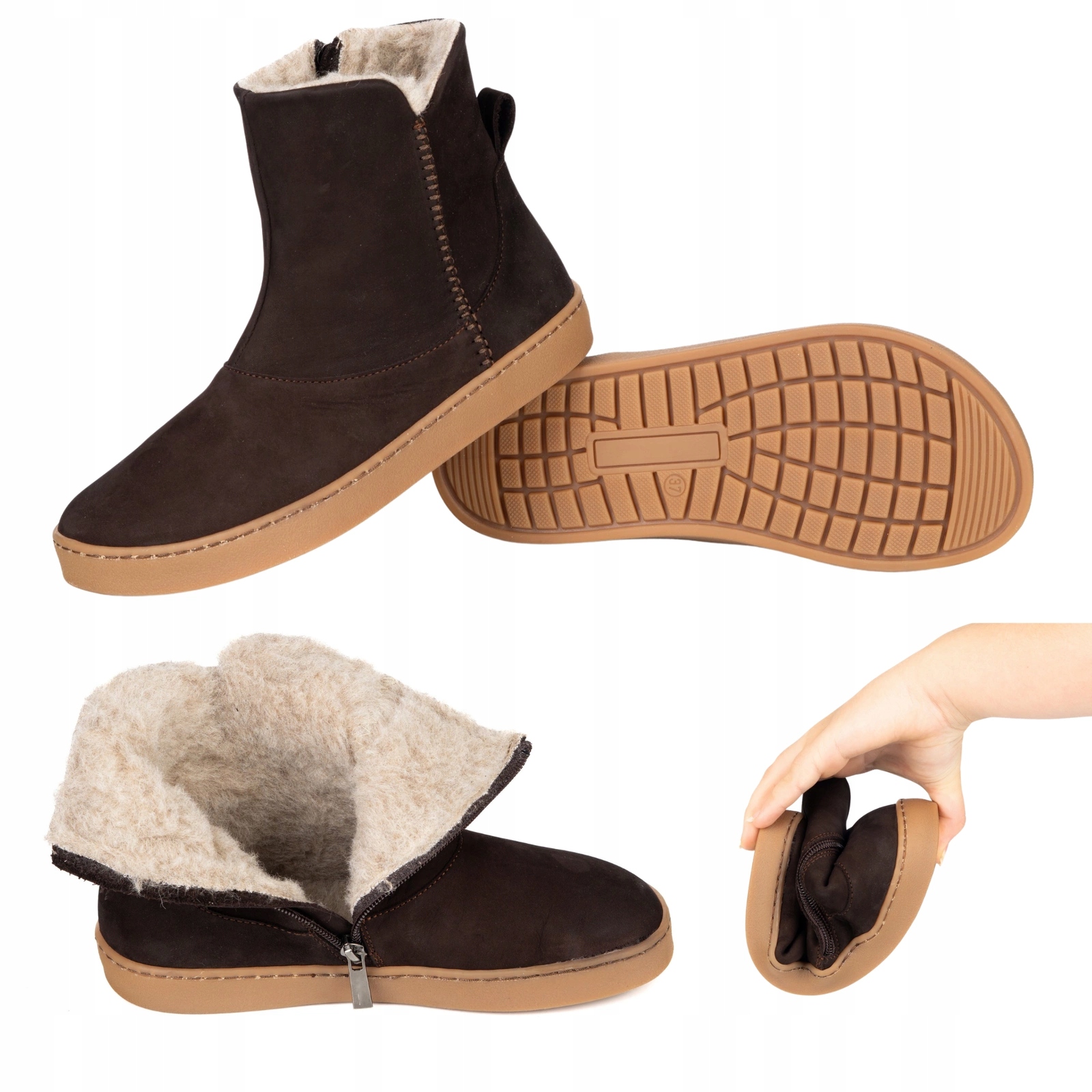 Barefoot Olivier Marisol dámské kotníkové boty přírodní kůže merino zip 42