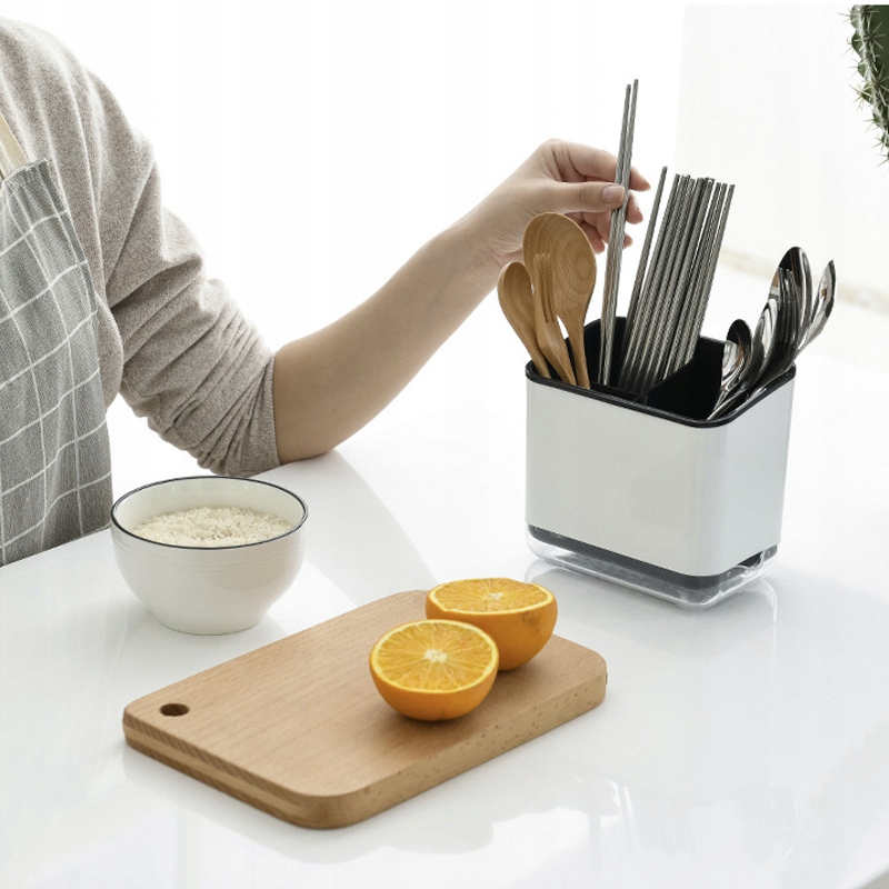 Odkapávač na příbory do dřezu, organizér černý