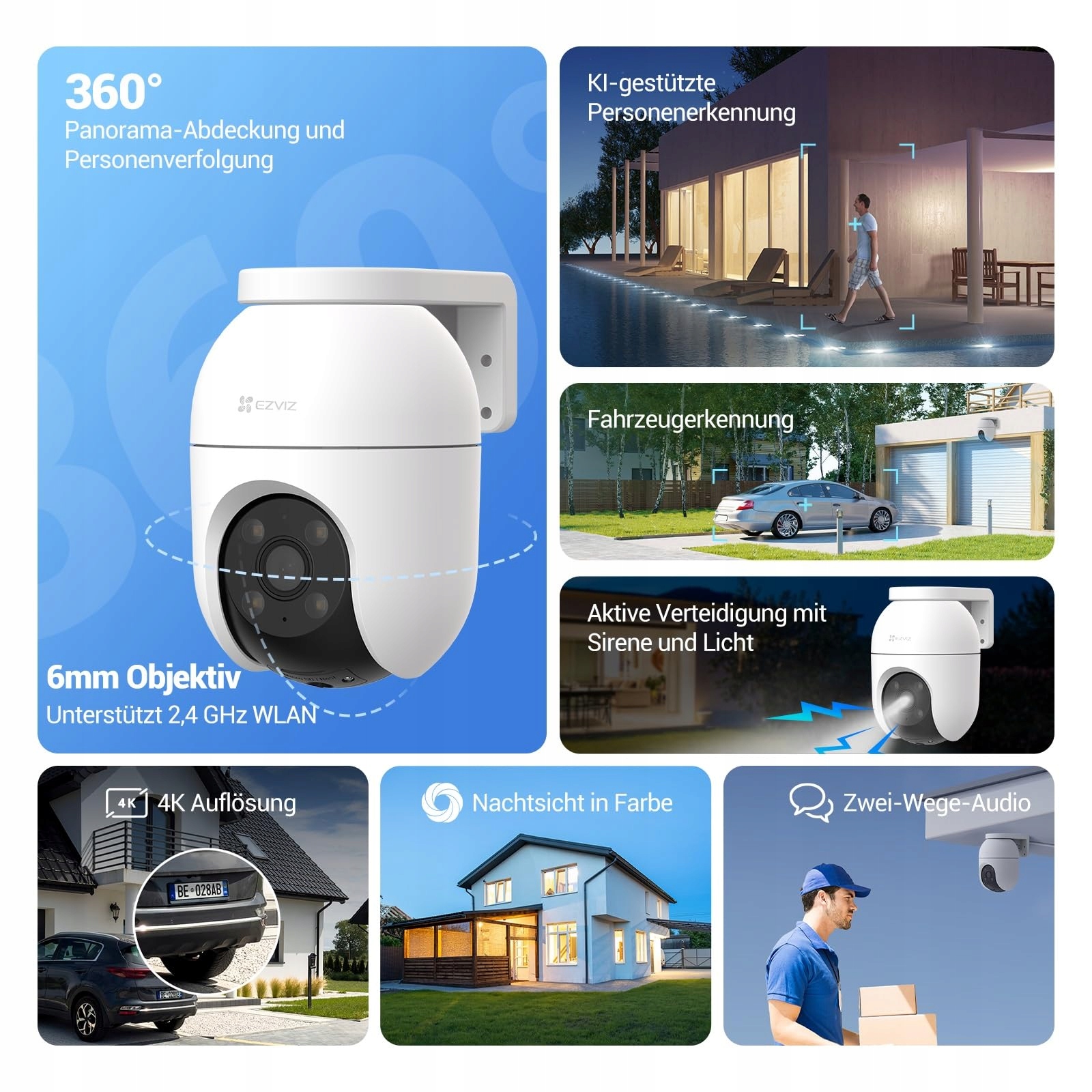 EZVIZ 4K WiFi Kamera Zewnętrzna Pan Tilt Detekcja Osób/Pojazdów — miniatura 2