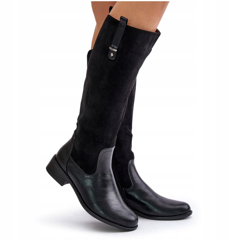 Dámské Kozačky Zateplené Před Kolena Eko Semiš Na Zip Jezzi Černé 37