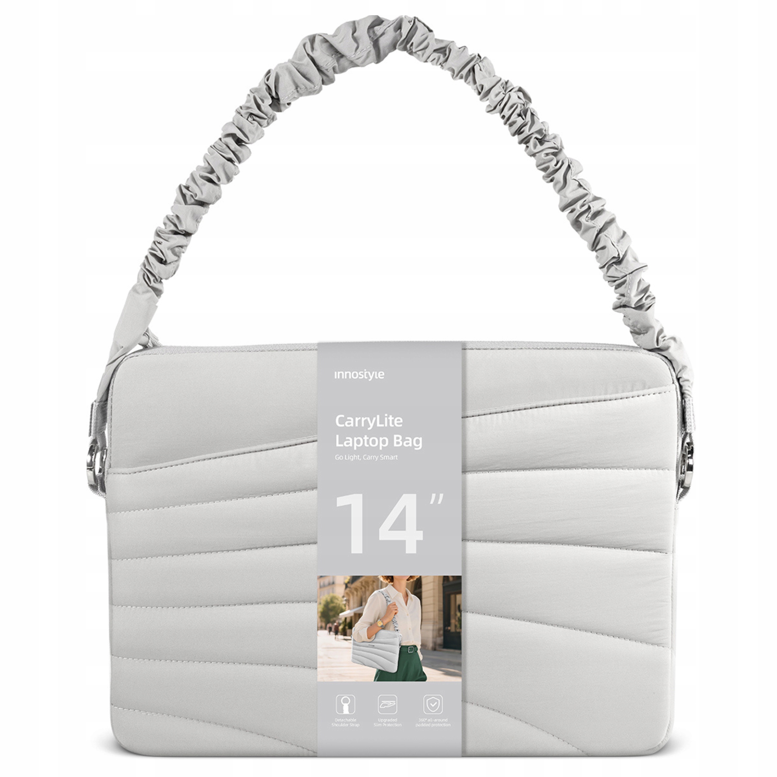 Innostyle Torba Na Laptopa 13 14 Wodoodporna Carrylite Elastic Strap Szara