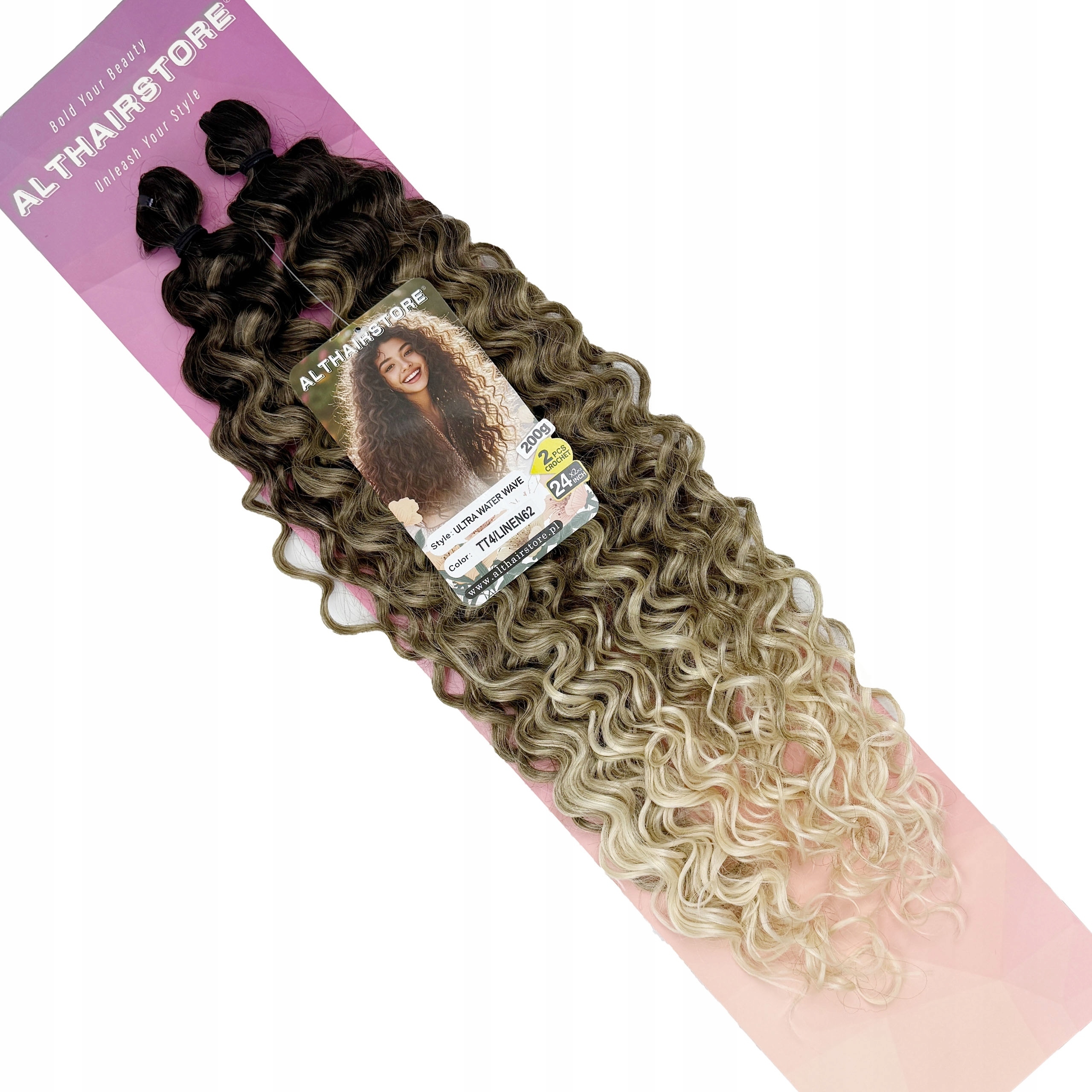 Syntetické vlasy Ultra Water Wave Weft Crochet 200 g 60 cm barva#TT4/LINEN62