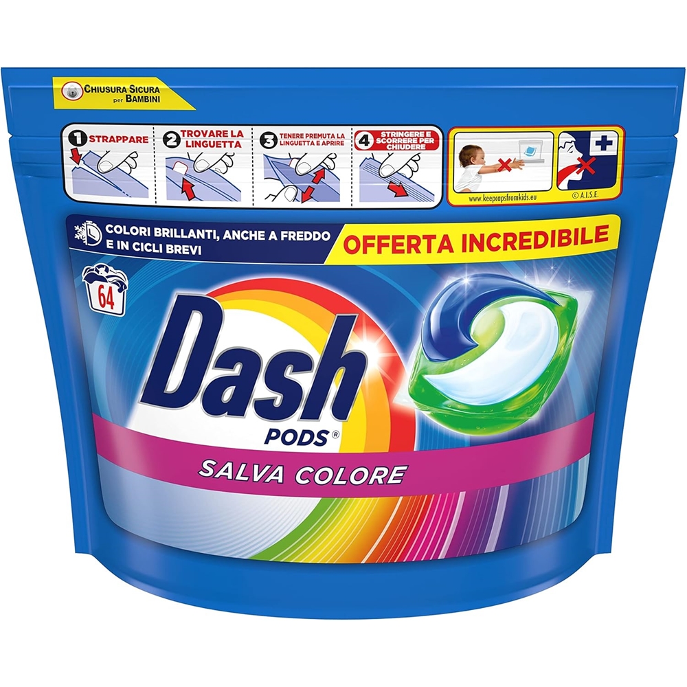 Levně Kapsle na praní Dash Pods Colore 64 kusů