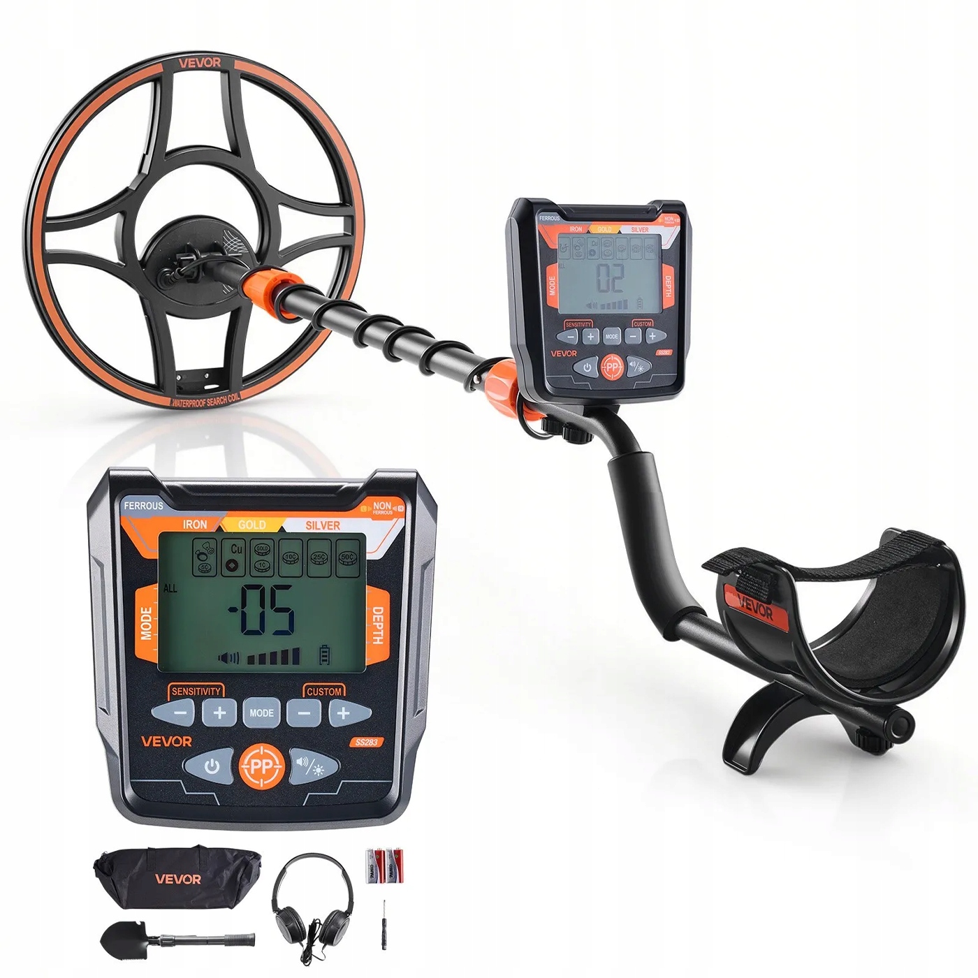 Wykrywacz Metali Profesjonalny 30cm Cewka Złoto IP68 Słuchawki LCD