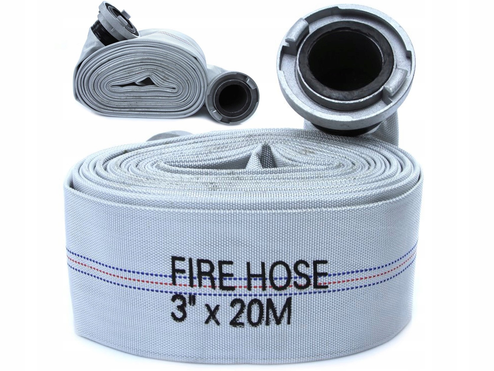 Hasičská hadice 77 mm 20 m 3" pro vodu a odpadní vodu, septik se spojkami