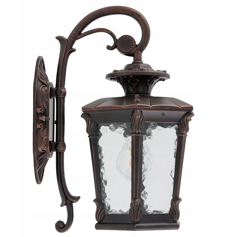 Vonkajšie nástenné svietidlo Amur Čierna Zlatá Sklenená lampa 1xE27 IP23 Nástenná lampa