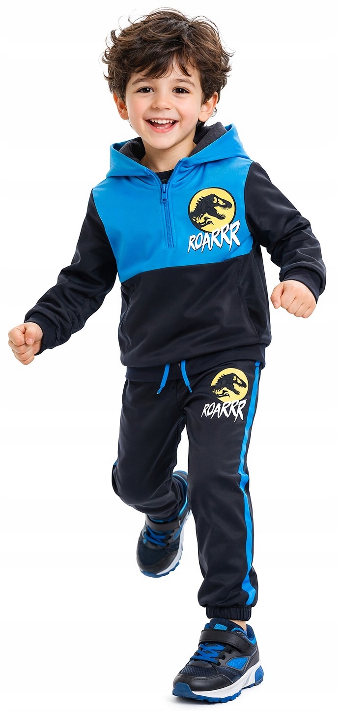Szaro niebieskie dresy Jurassic World . Rozmiar 104 cm ,