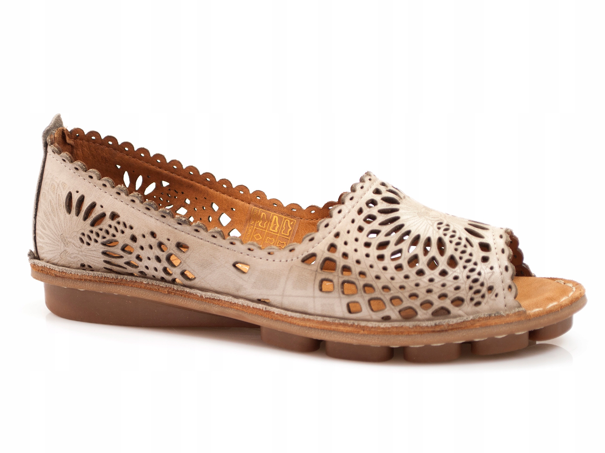 

Ażurowe baleriny Venezia odkryte półbuty Peep Toe