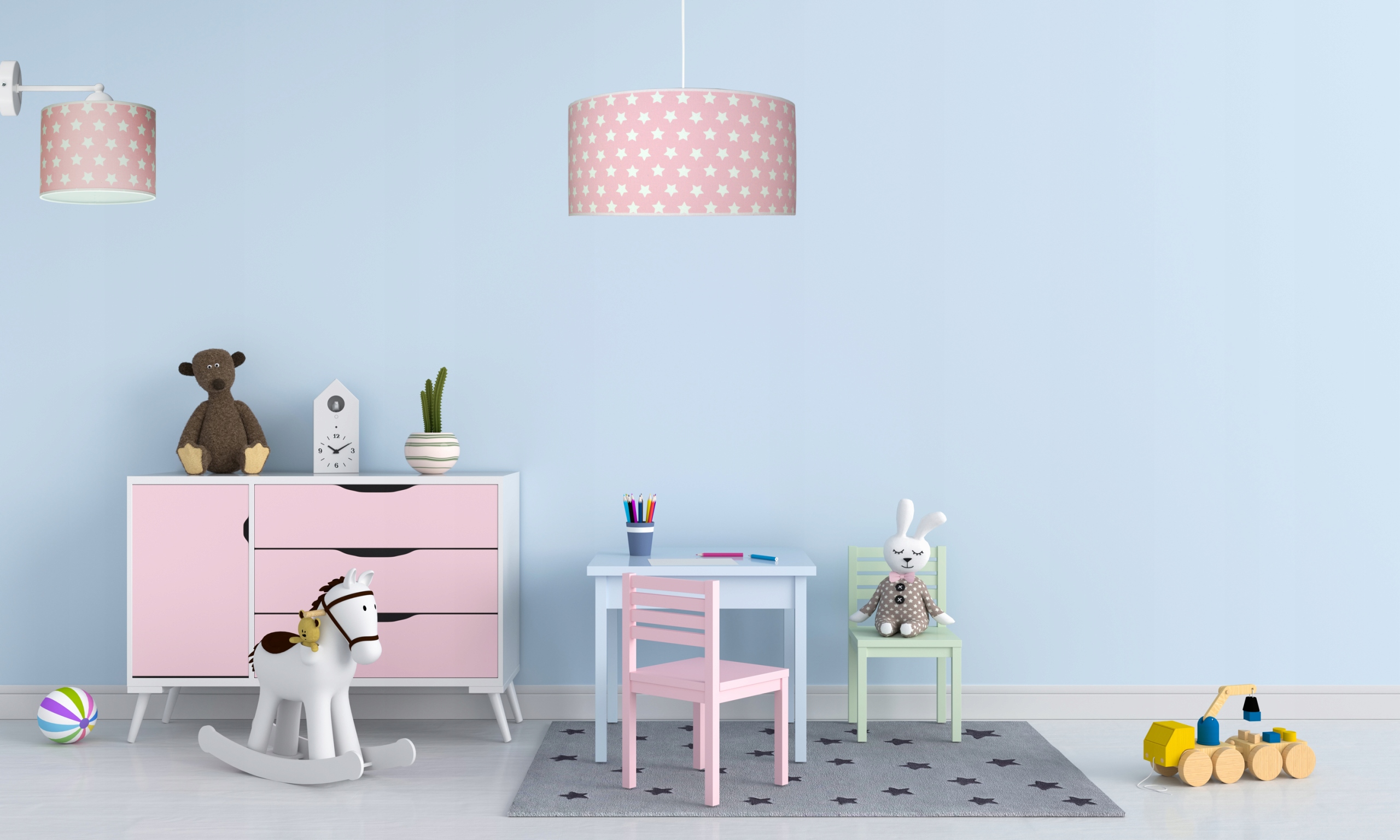 Kinkiet dla dzieci nowoczesny abażur niebieski w białe gwiazdki 20 cm Led Bohater / Bajka brak