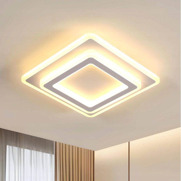 Lampa Sufitowa Plafon Led Biały Kwadratowy Nowoczesny Do Salonu 3000K 44W