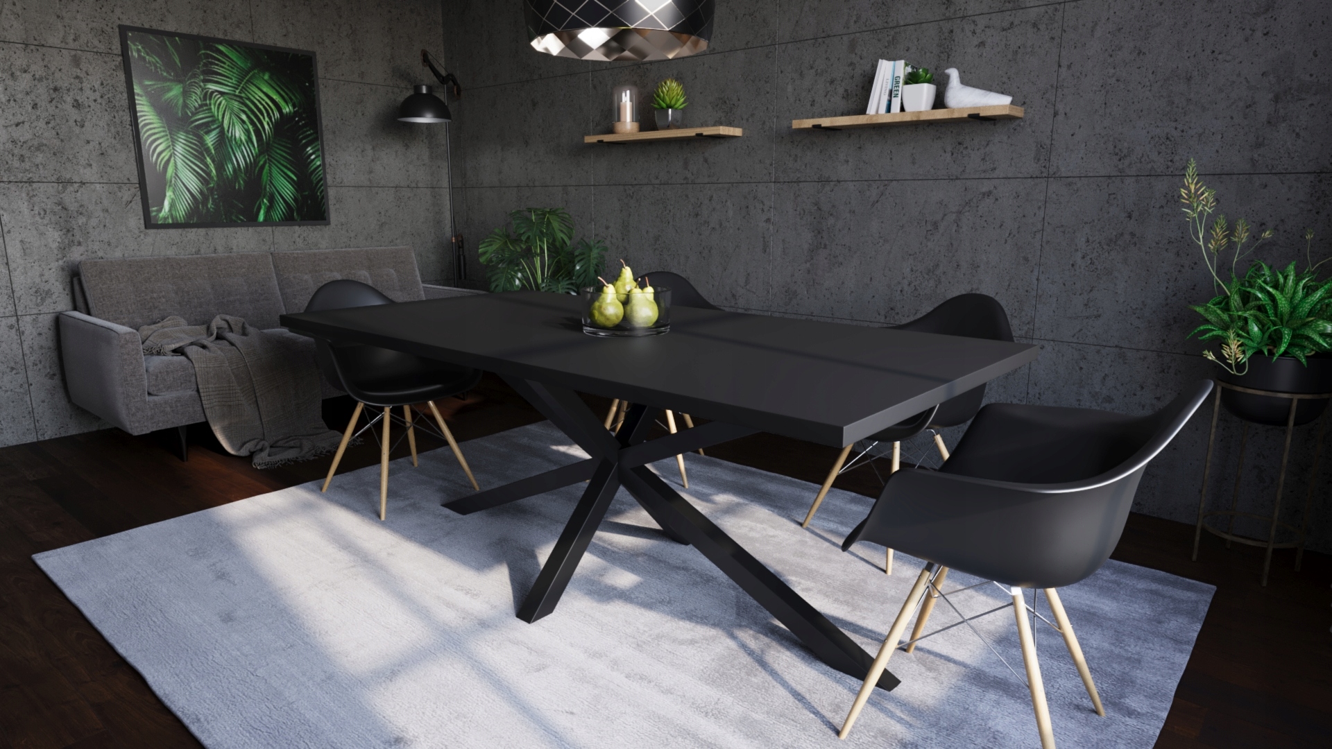 Stół do jadalni i salonu pająk LOFT DUŻY 160x80cm Wysoka Jakość Kolor mebla biały czarny czerń perlista dąb artisan dąb craft dąb craft złoty dąb sonoma jasna