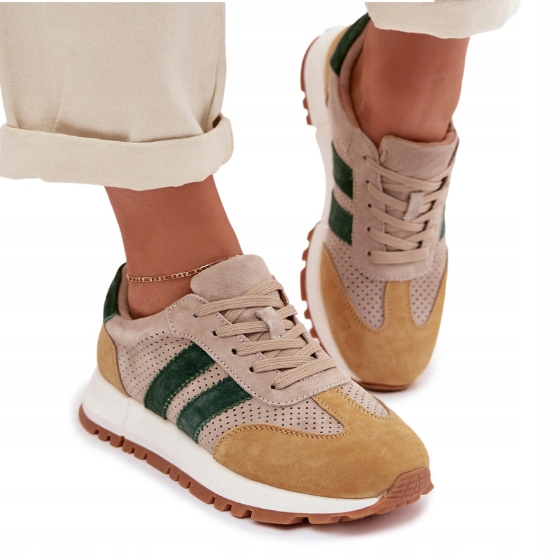 Dámské Tenisky Z Přírodního Semiše, Módní Béžovo-žluté, Velikost 40