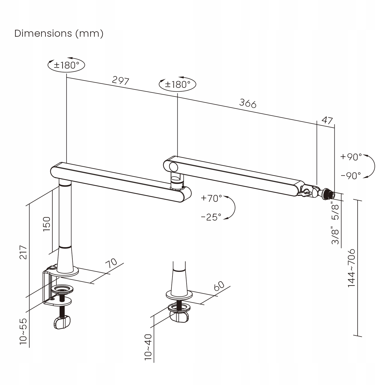 Statyw biurkowy do mikrofonu regulowane 360 ramię uchwyt 3/8 5/8 udźwig 2kg Model MC-971