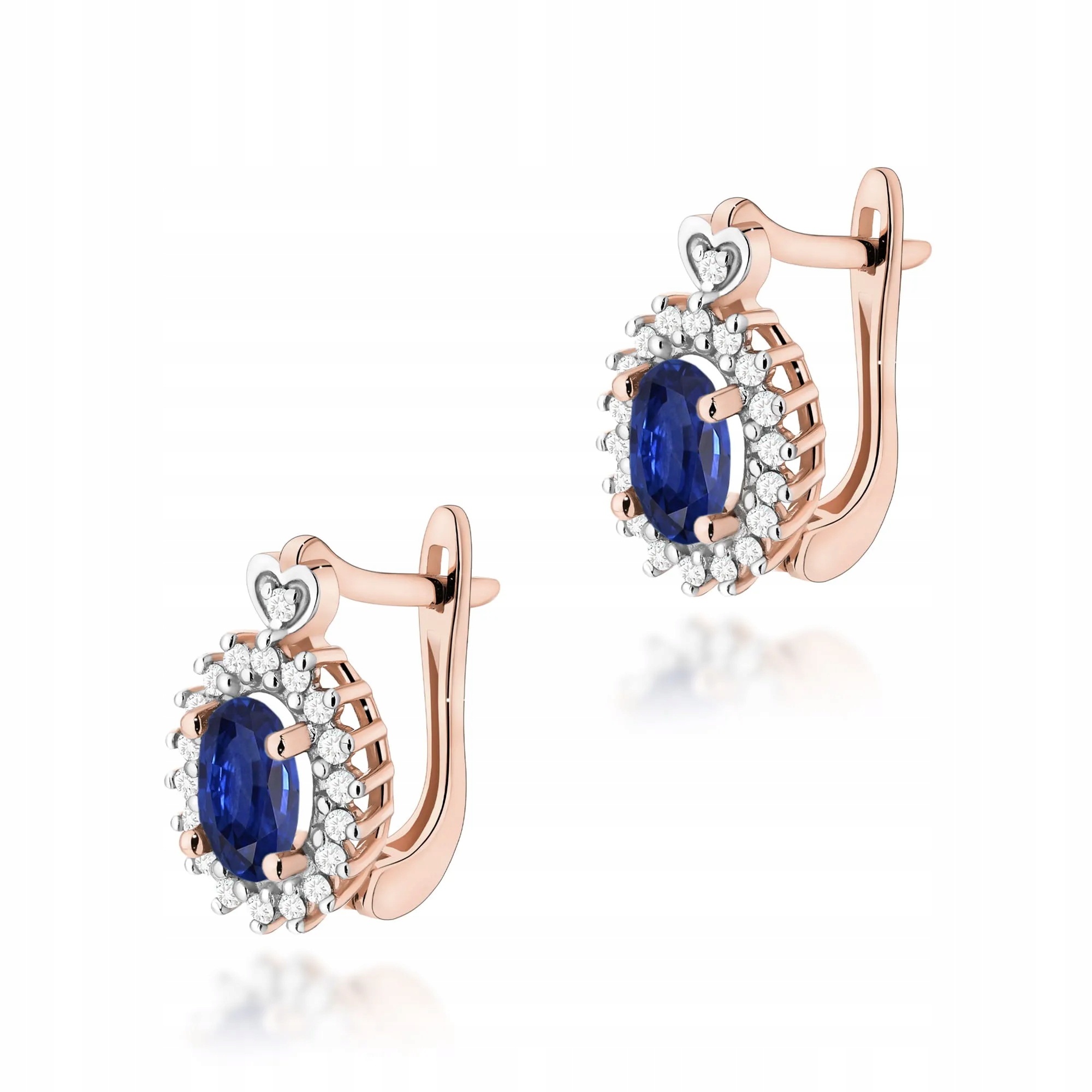 Złote kolczyki Szafir 2 x 0,70ct różowe złoto pr. 585