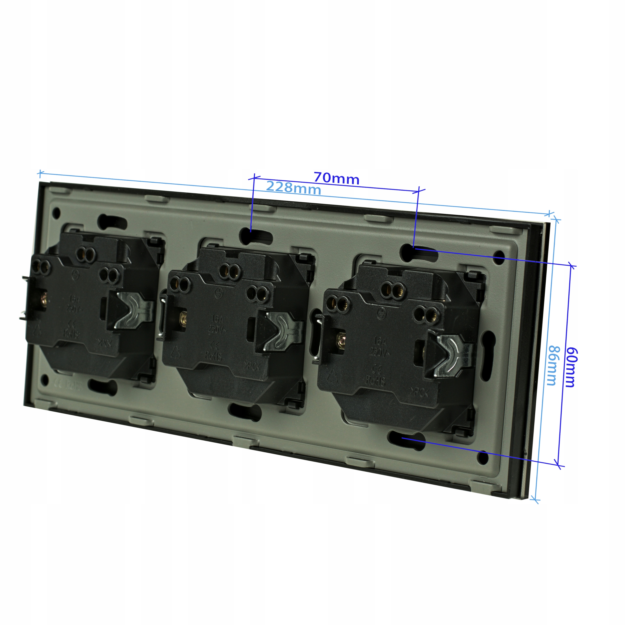 GNIAZDO GNIAZDKO SZKLANE SZKŁO POTRÓJNE CZARNE Kolor czarny