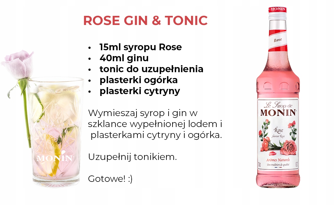 Monin Syrop Rose - syrop różany 700 ml EAN (GTIN) 3052910056391