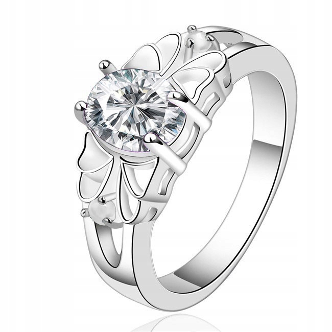 

Srebrny Pierścionek Ażurowy Z Cyrkonią Rozmiar 19