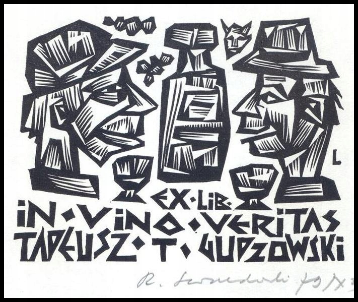 Lewandowski Rajmund 1979 Exlibris X3 Bookplate Folklore Folk Wine Wein s680