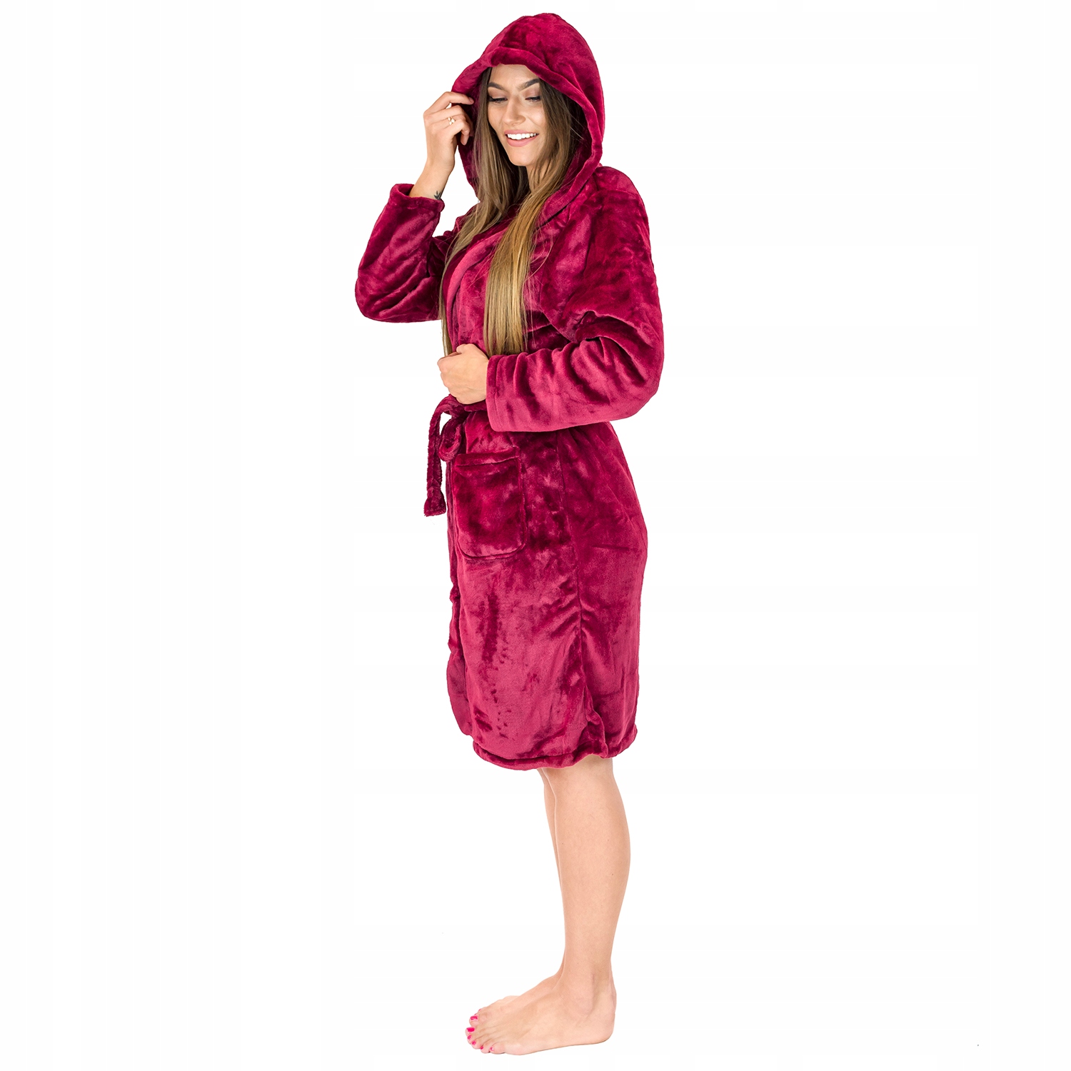 SZLAFROK DAMSKI MĘSKI CIEPŁY PLUSZ Z KAPTUREM PREZENT PIŻAMA DRES STRÓJ M Rozmiar M