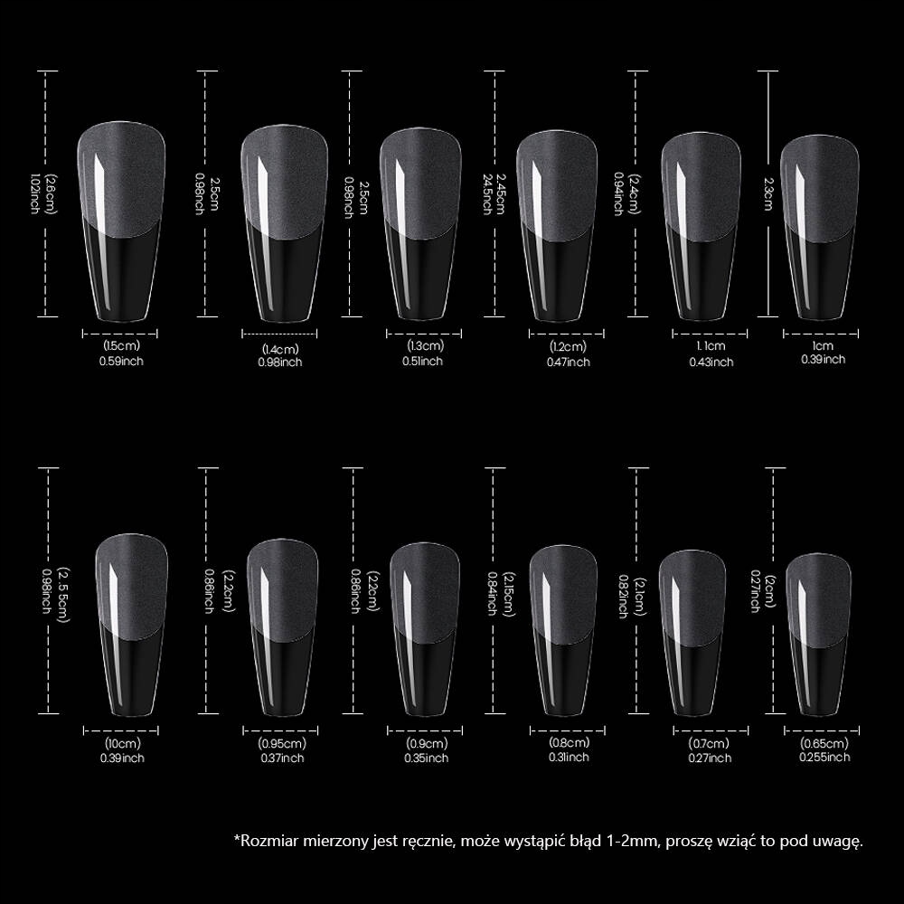 Tipsy żelowe przezroczyste balerina 240 szt. Kod producenta M003/240