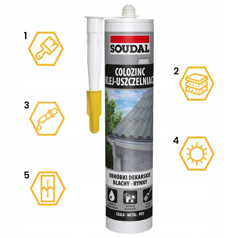 KLEJ USZCZELNIACZ DEKARSKI DO BLACH RYNIEN SZARY COLOZINC SOUDAL 290 ml Rodzaj uszczelniacz