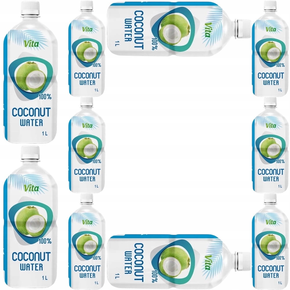 10x Zdrowa Naturalna Duża Woda Kokosowa Coconut Water 1000ml 1Litr Vita