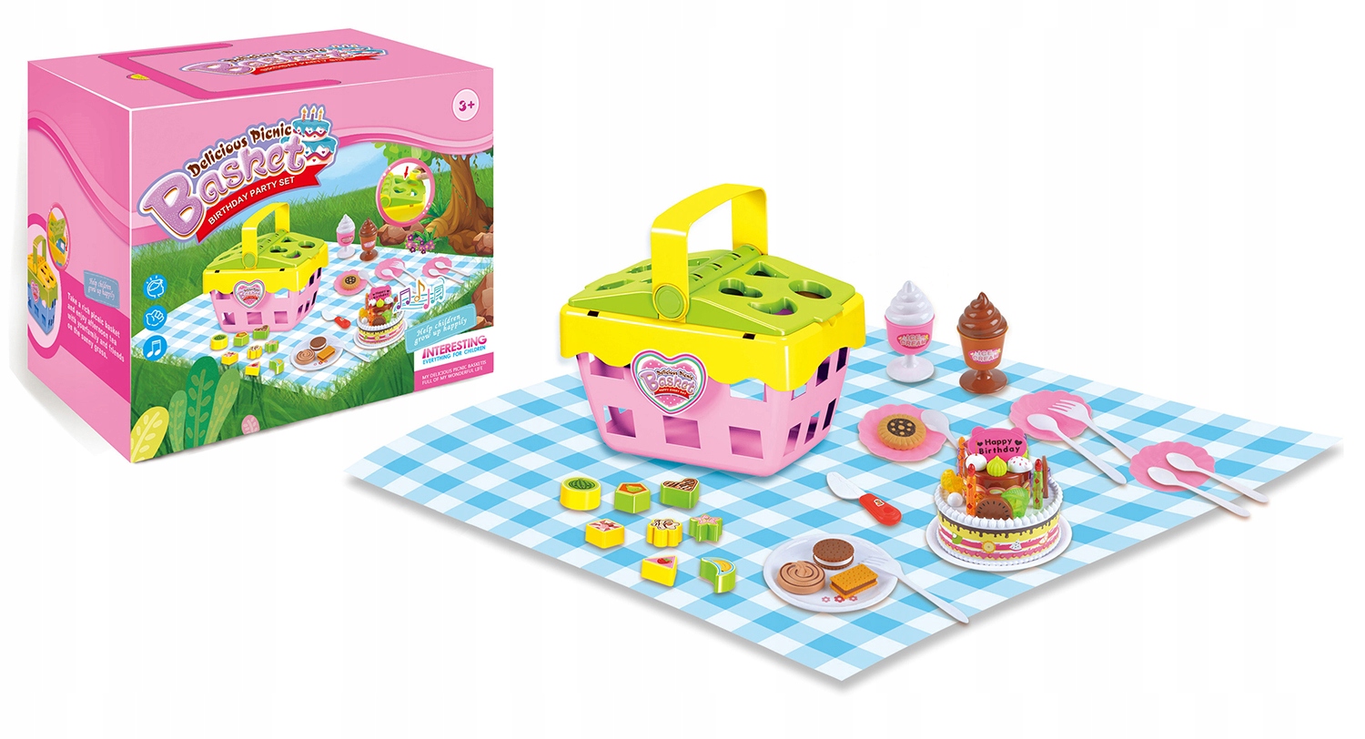 

Mini Kosz Koszyk Piknikowy 48 Akcesoriów Tort