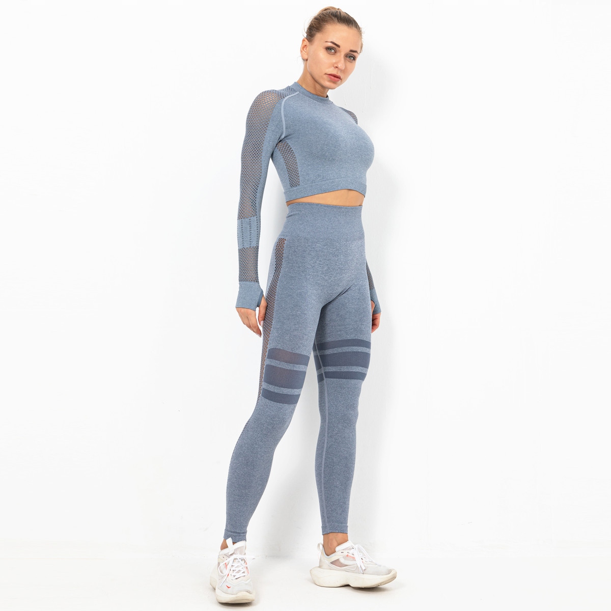 KOMPLET sportowy dwuczęściowy LEGGINSY top ZESTAW na siłownię FITNESS L Rozmiar L