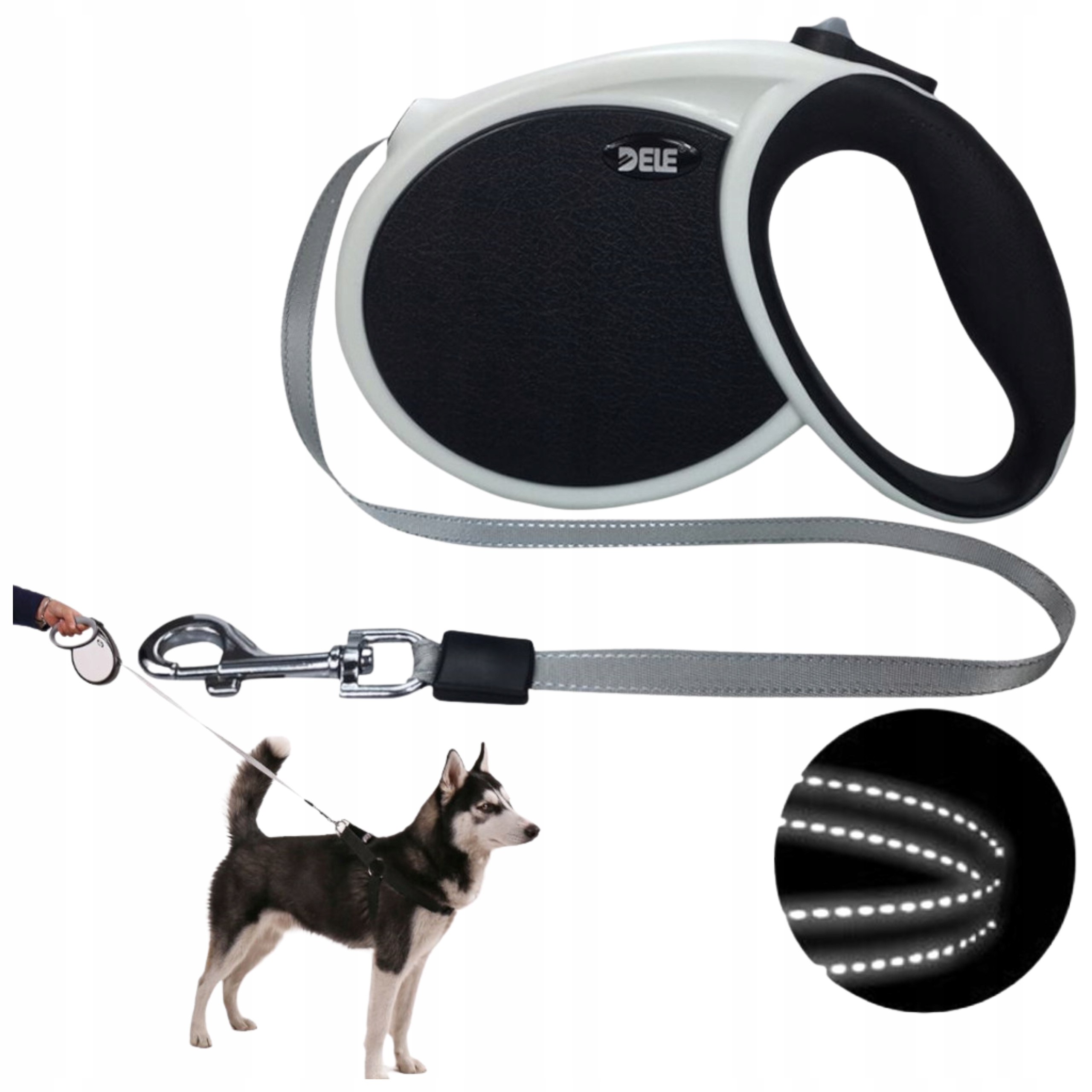 Smycz Automatyczna Dla Psa Zwijana Długa Mocna Wytrzymała Odblask 7M 60KG