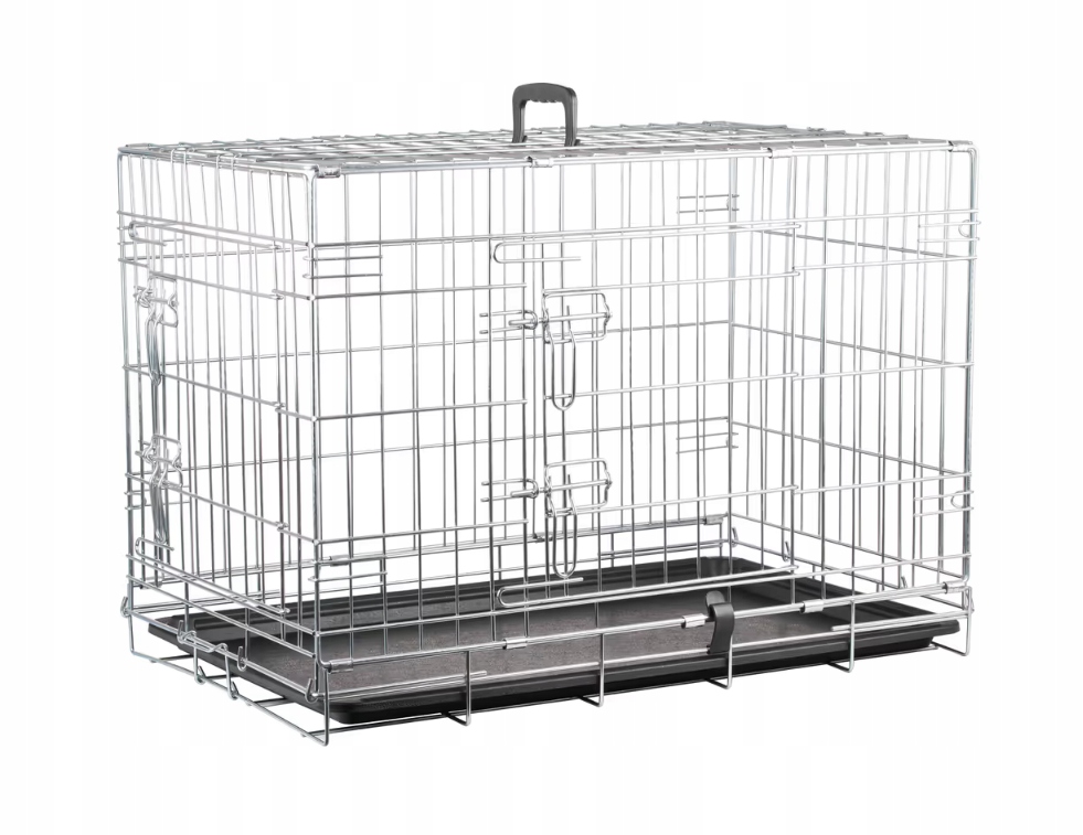 Kovová klec pro psa Flamingo Keo Silver M 47x77x54 cm