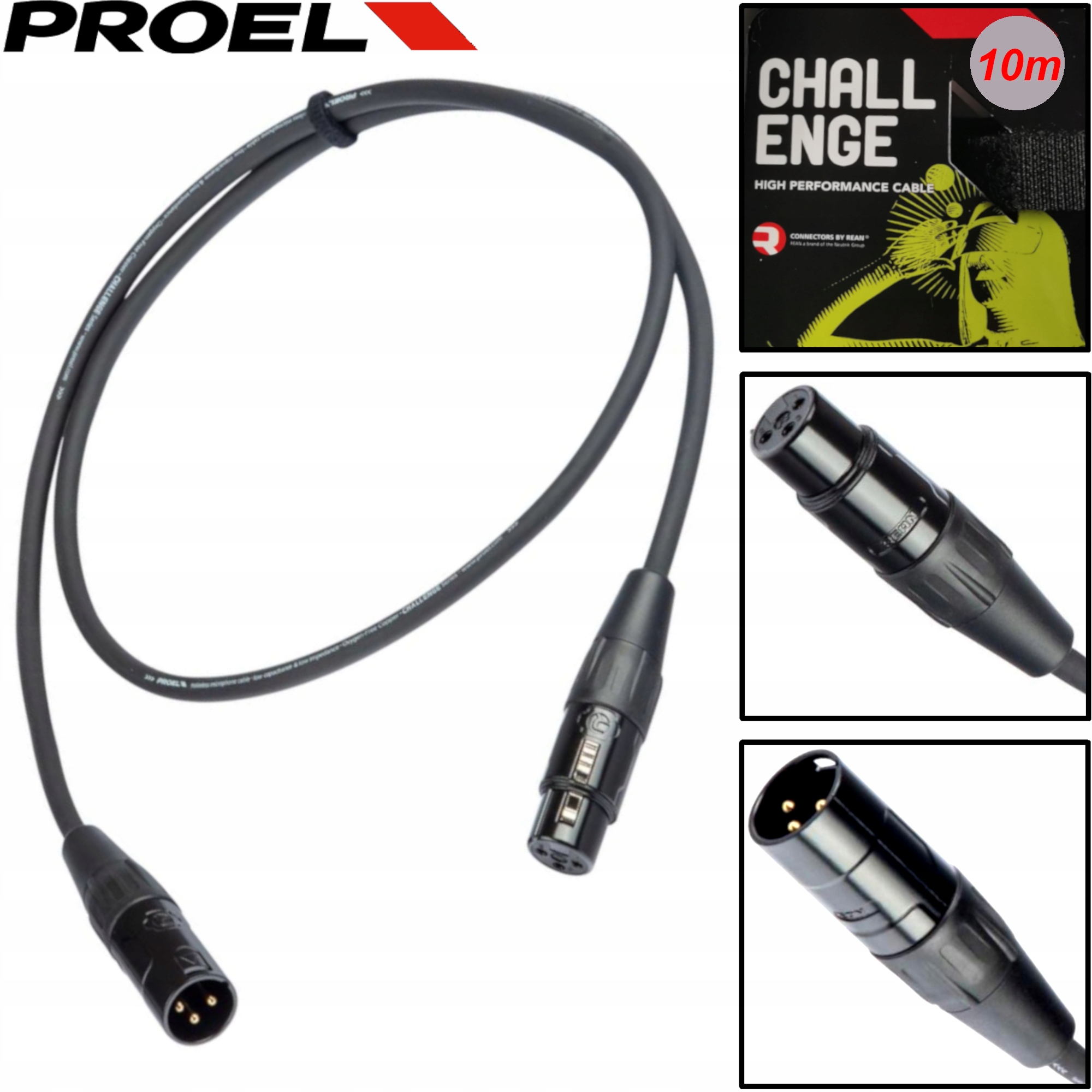 CHL250LU10 Przewód mikrofon. Challenge Xlr 10 metrów Pozłacane złącza Proel