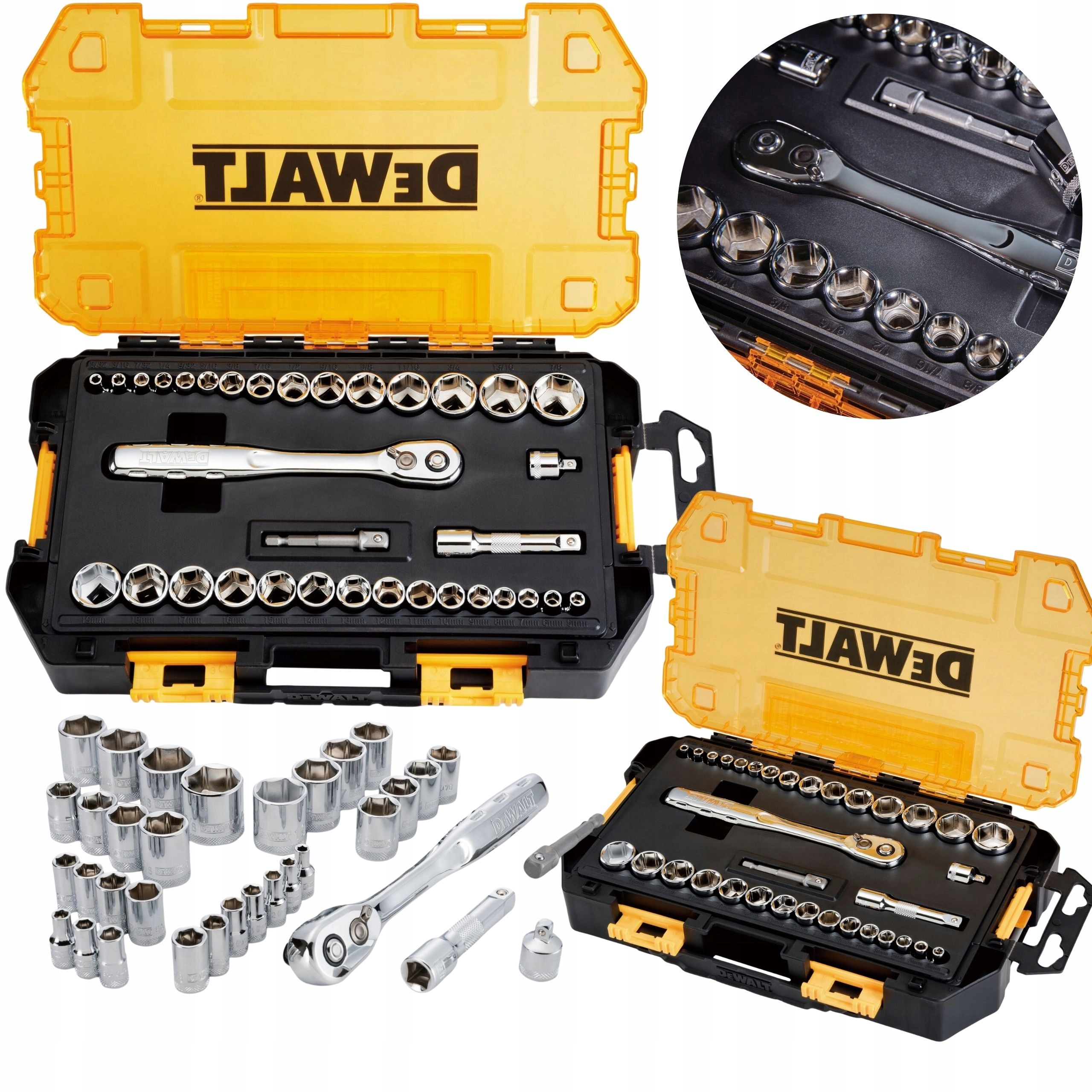 Dewalt Sada Klíčů 34 ks. nástrčných klíčů 1/4" a 3/8" s ráčnou, DeWALT