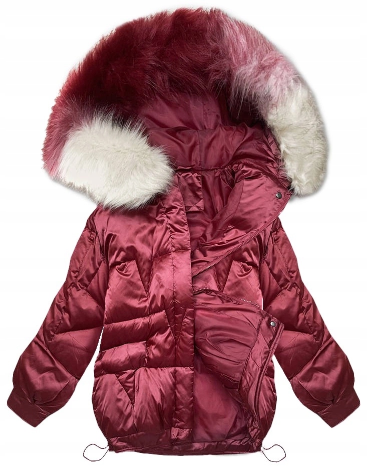 Zimní Bunda Oversize H1109 Bordó S (36)