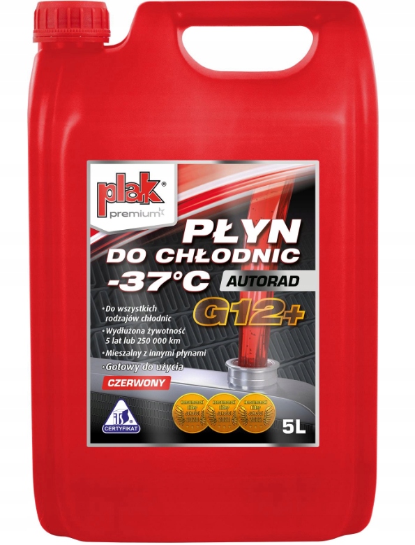 Plak Płyn Do Chłodnic G12+ czerwony mieszalny 5L