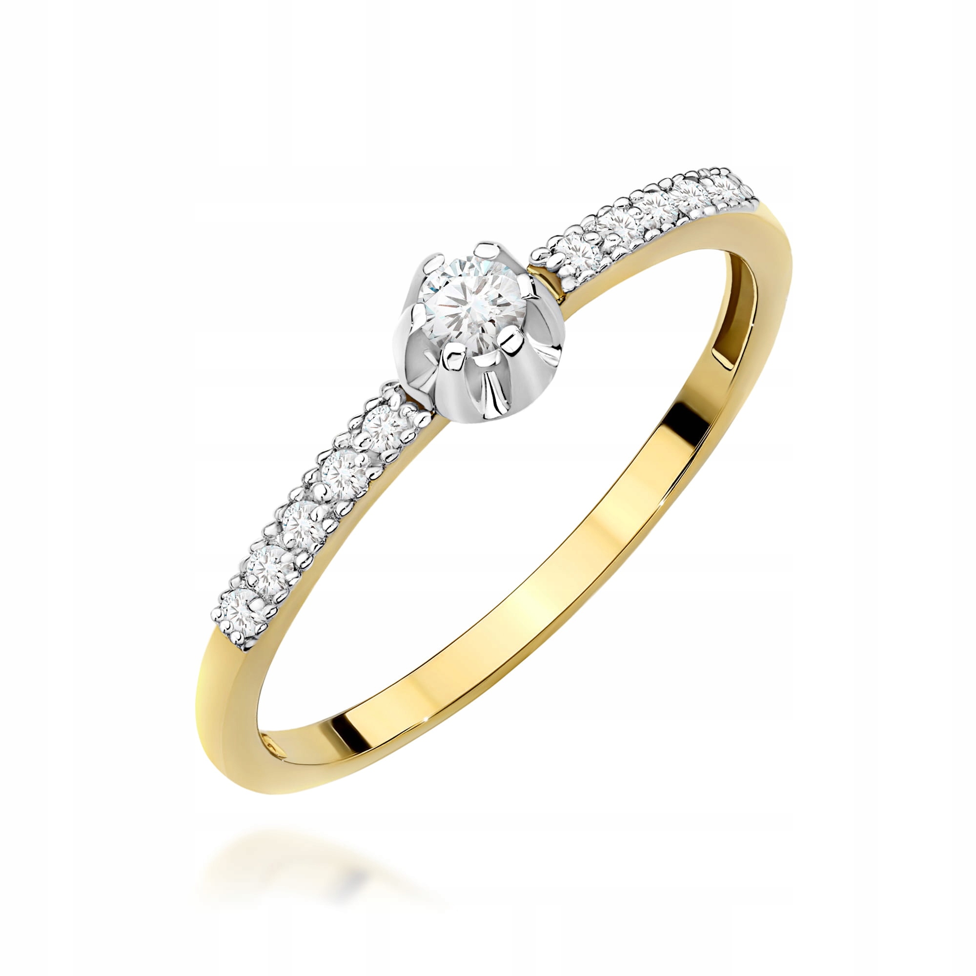 Zlatý prstýnek 585 s diamanty 0.08 ct, zásnubní lesklé šperky