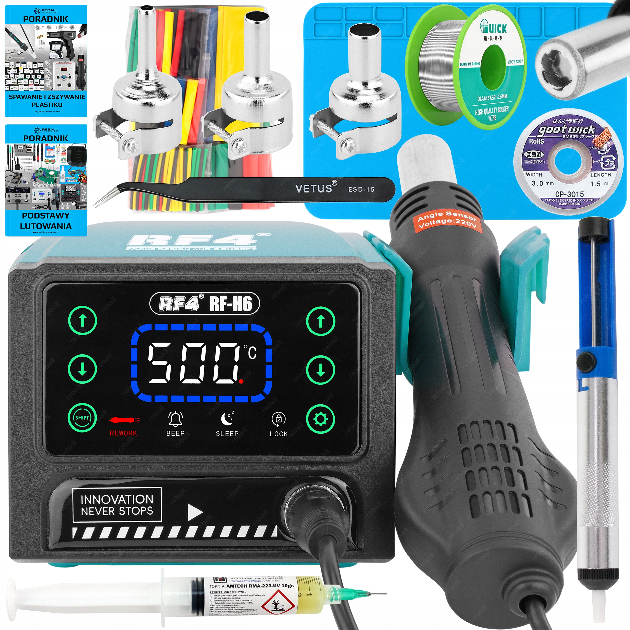 Pájecí Stanice Hot Air Pro Svařovač Plastů RF4 RF-H6 600W 500°C XLv4