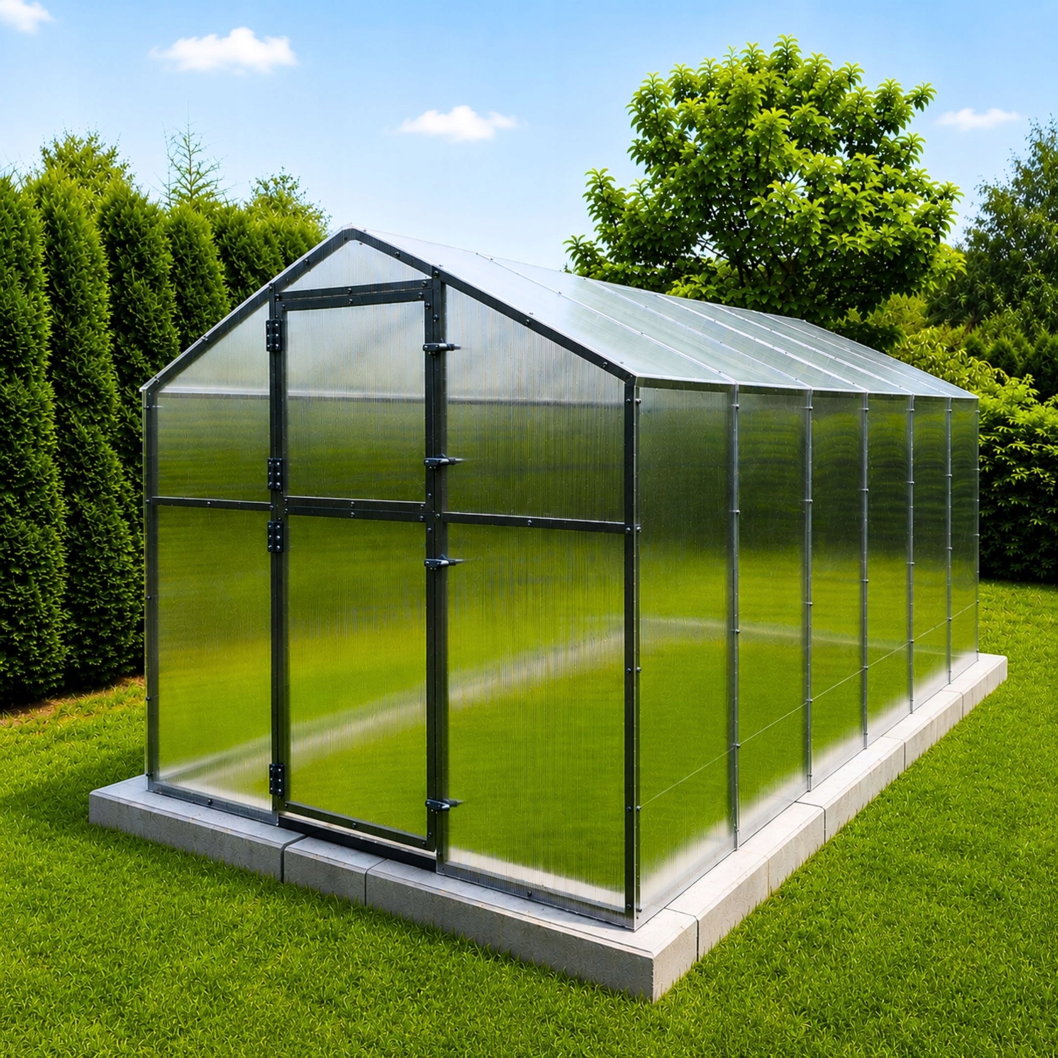Polykarbonátový skleník 2x6 210x606 cm 12,7 m2 Polykarbonát 6 mm antracit alu