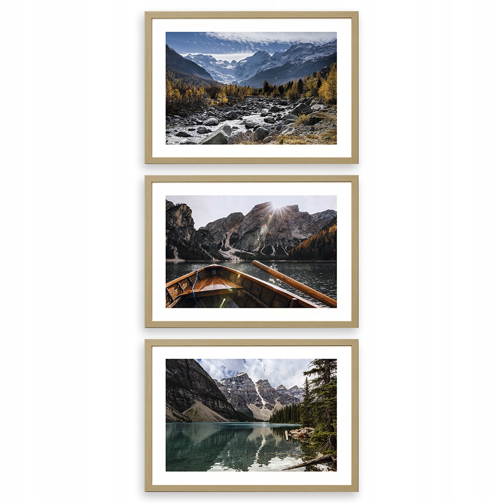 

Zestaw Plakatów A4 Góry Woda Łódka Słońce Do Domu