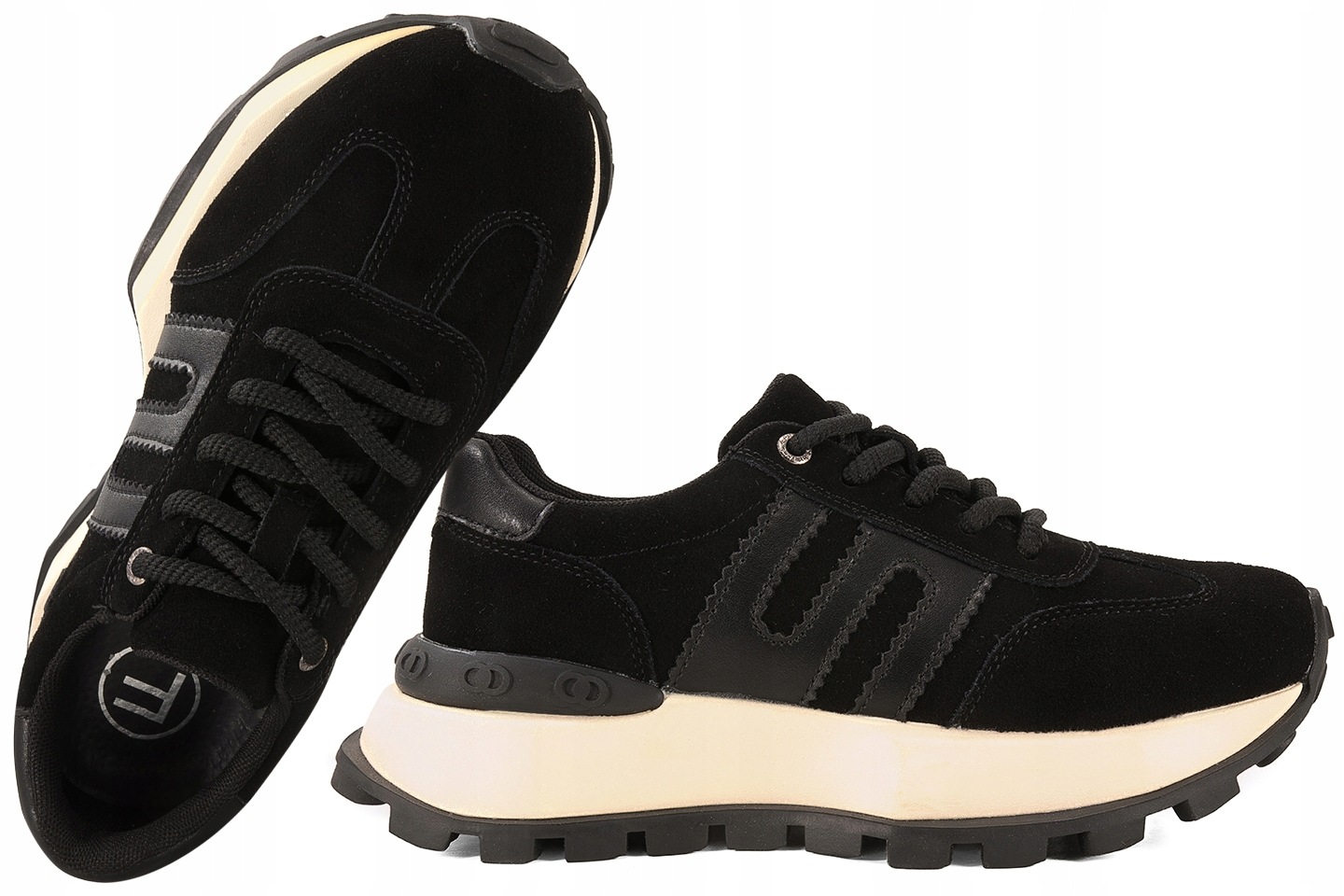 Filippo DP7985 Semišové Polobotky Kožené Tenisky Na Platformě Černá 37