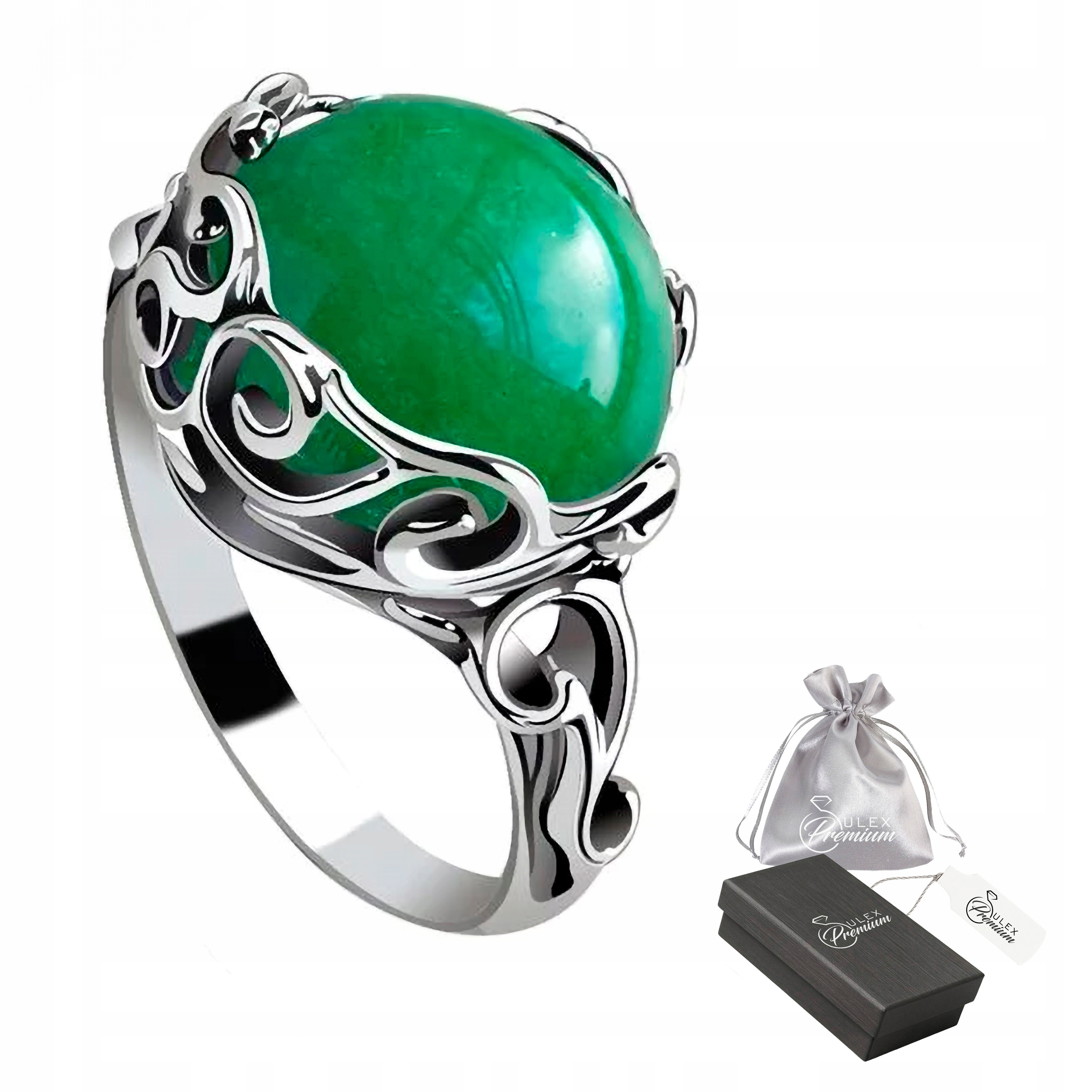 Prstýnek ryzost 925 Elegantní s přírodním zeleným achátem vel. 20