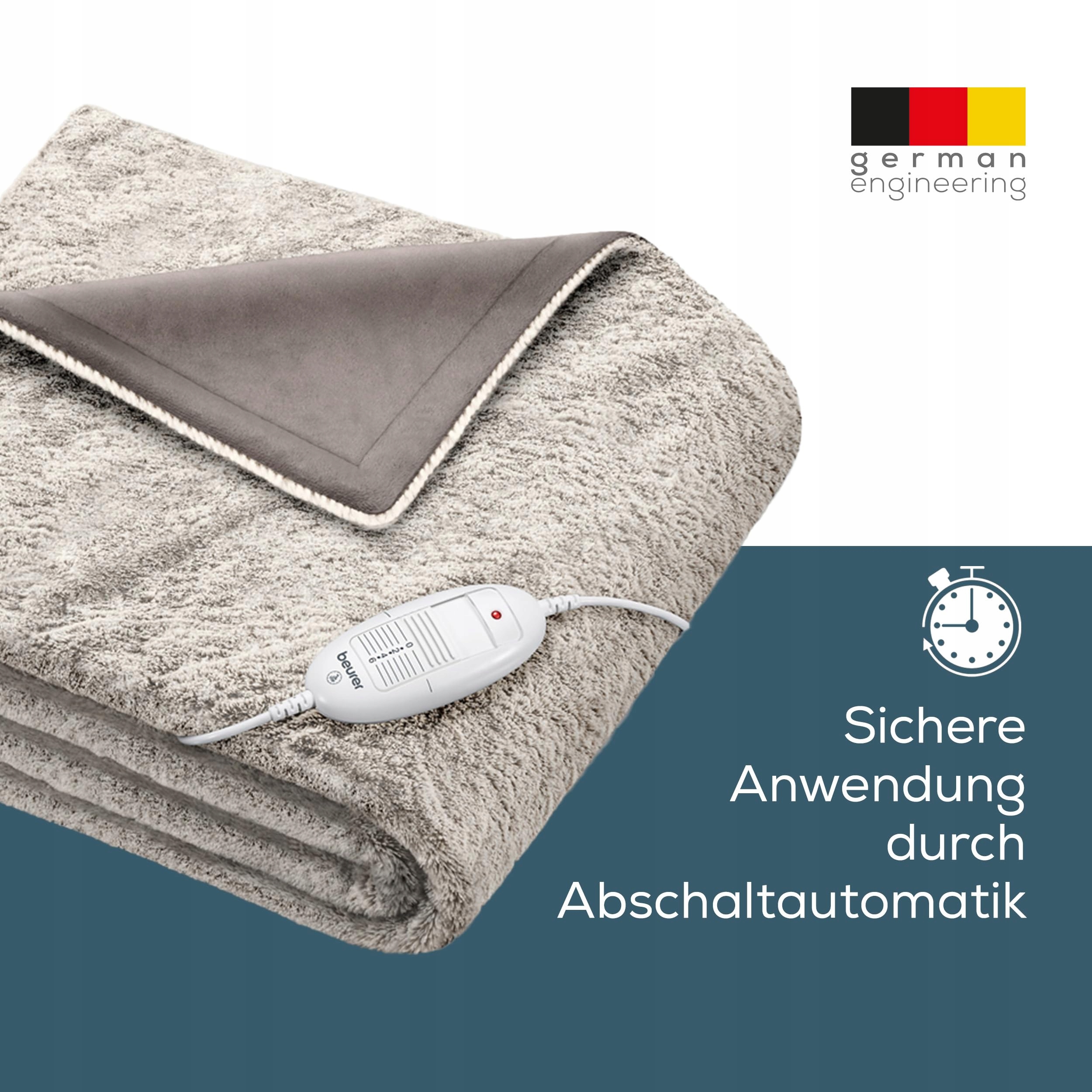 BEURER HD 75 Koc Elektryczny Ciepły Polarowy 6 Temperatur Beżowy Brązowy — miniatura 4